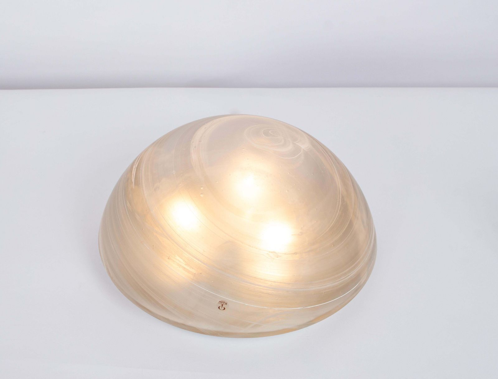 1 Of 8 Large Stunning Glass Flushmount By Peill & Putzler, Germany, 1970s photo Lighting