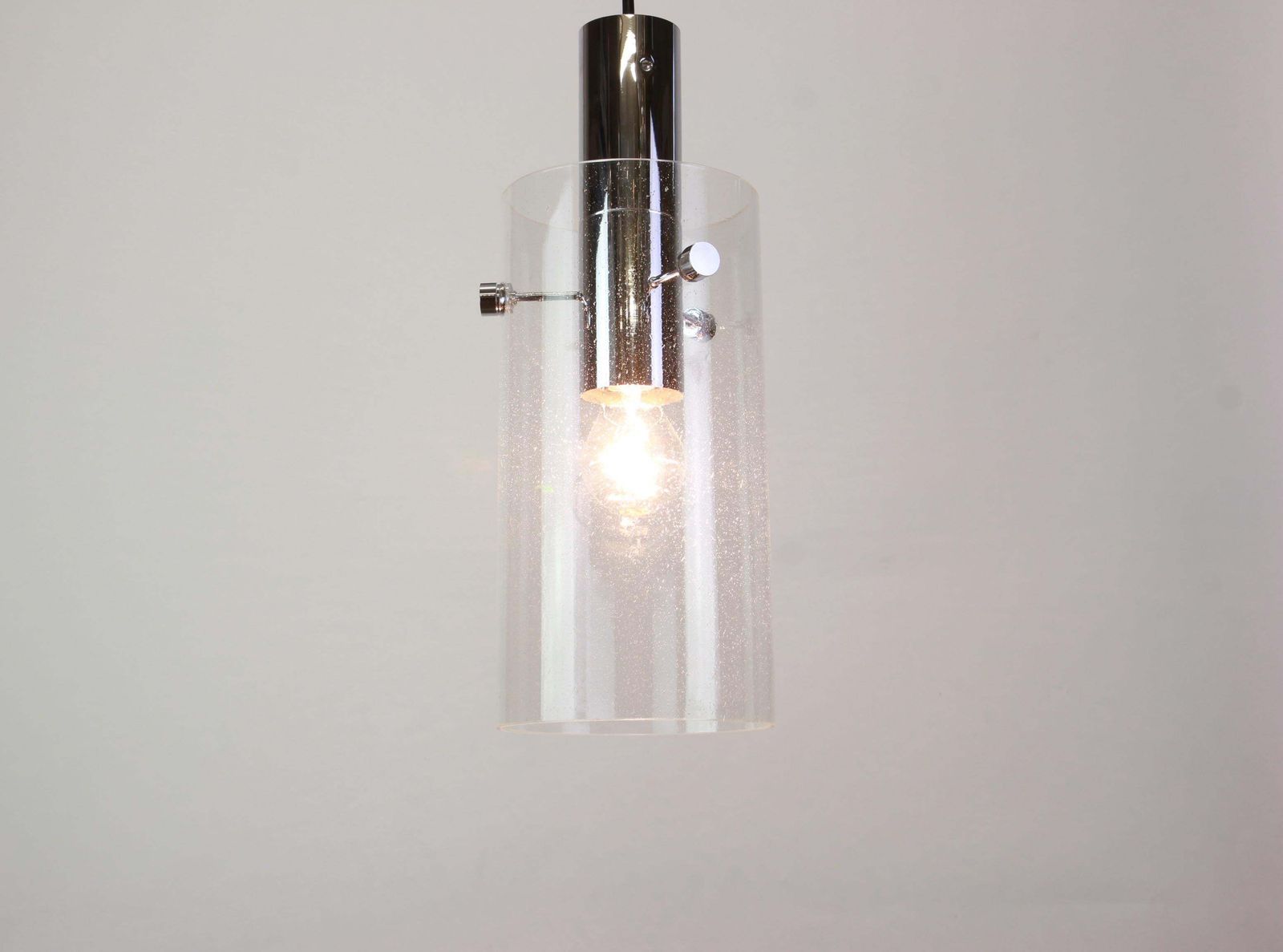 1 Of 3 Lantern Form Pendant Cylindrical Glass Shade By Limburg, Germany, 1960s photo 559.0