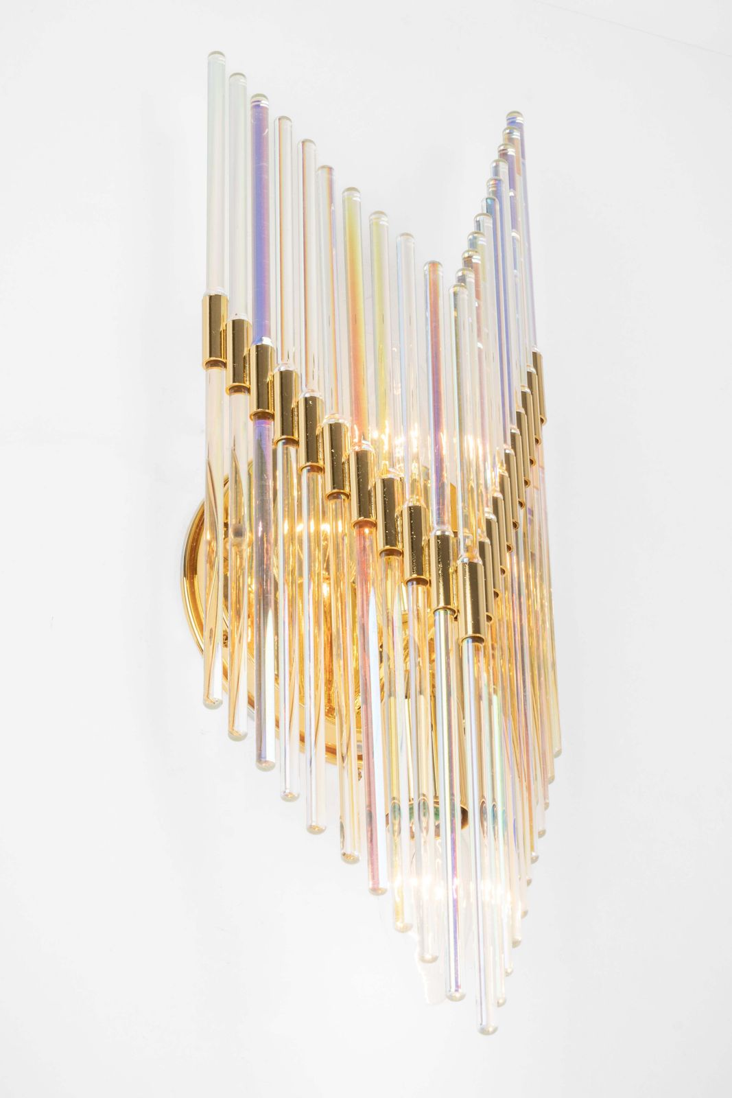 photo furniture 1 Of 3 Crystal Glass Rods Wall Sconces, Germany, 1970s