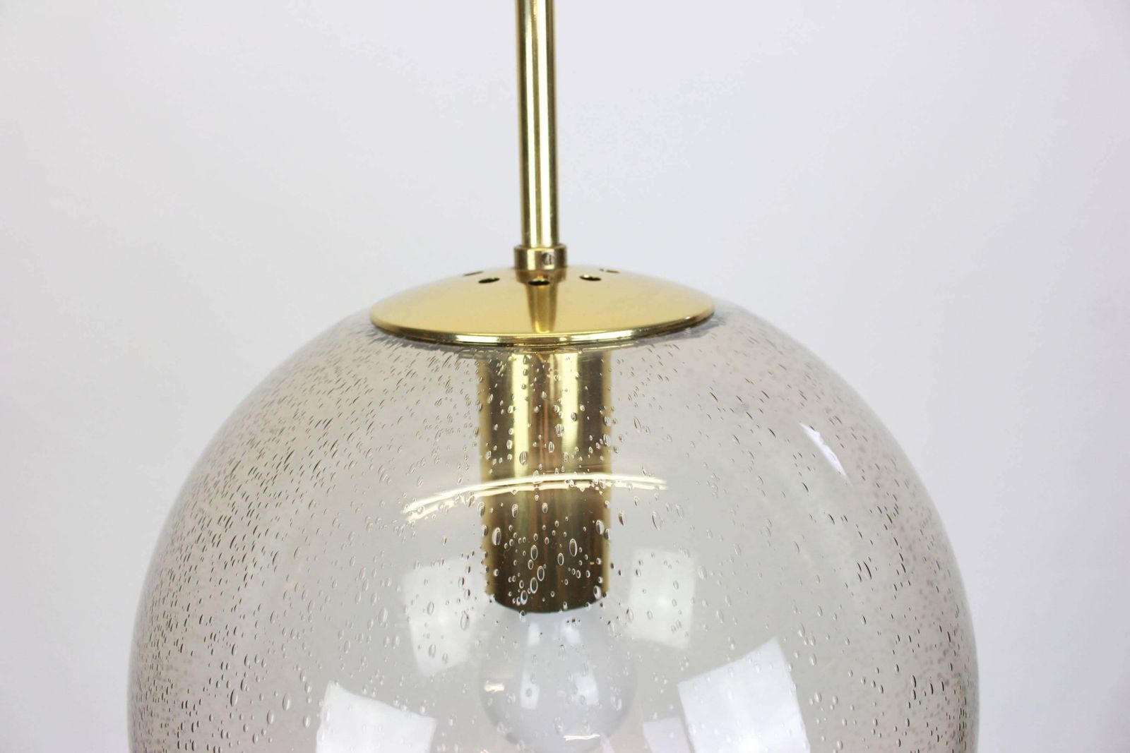 Limburg Brass With Smoked Glass Ball Pendant, Germany, 1970s photo vinterior