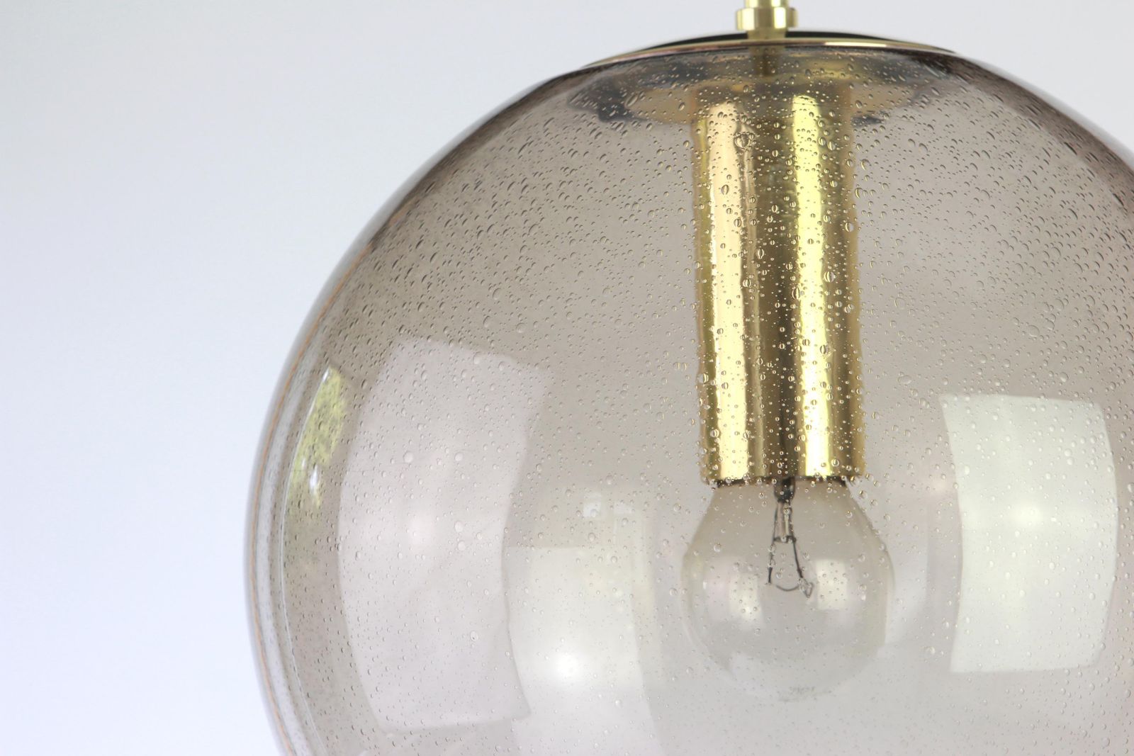 Limburg Brass With Smoked Glass Ball Pendant, Germany, 1970s photo vintage