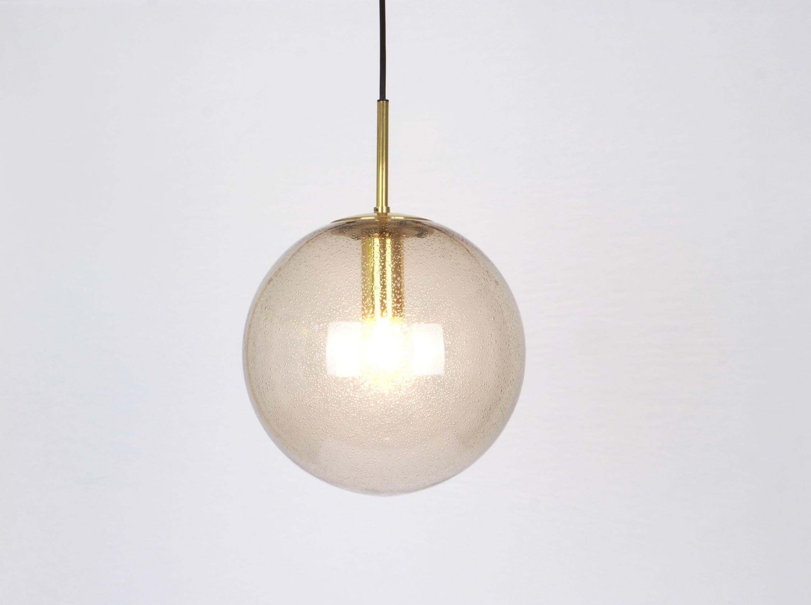 photo vinterior Limburg Brass With Smoked Glass Ball Pendant, Germany, 1970s
