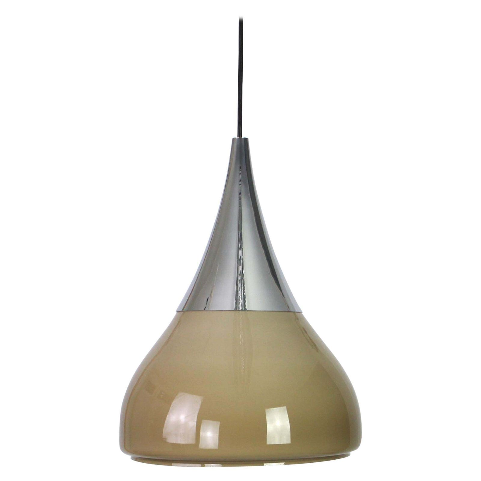 Large Braun Opaline Glass Pendant By Limburg, Germany, 1970s