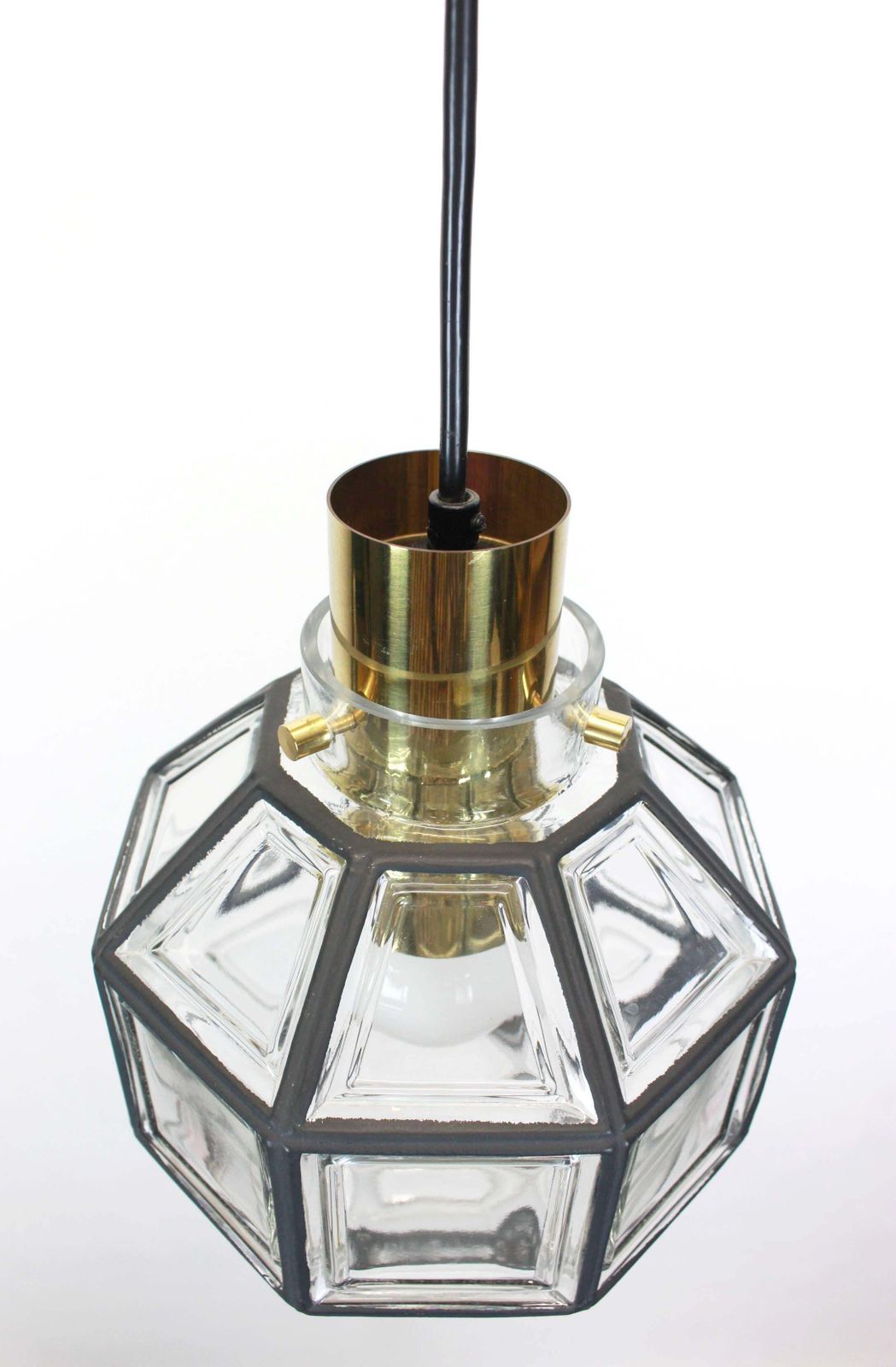 1 Of 3 Iron And Clear Glass Pendant Lights By Limburg, Germany, 1960s photo furniture