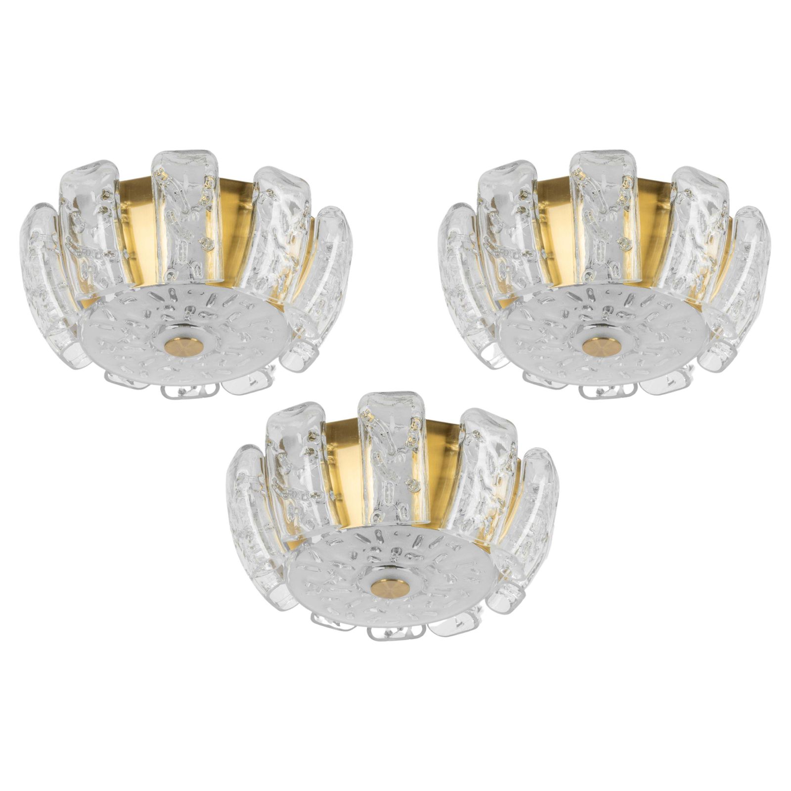 1 Of 3 Petite Stunning Murano Glass Flushmount By Doria, Germany, 1960s