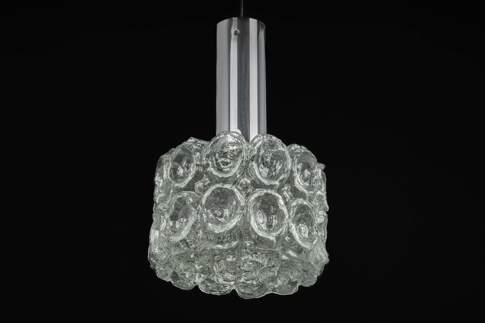 1 Of 3 Glass Chrome Pendants By Limburg, Germany, 1970s photo vintage