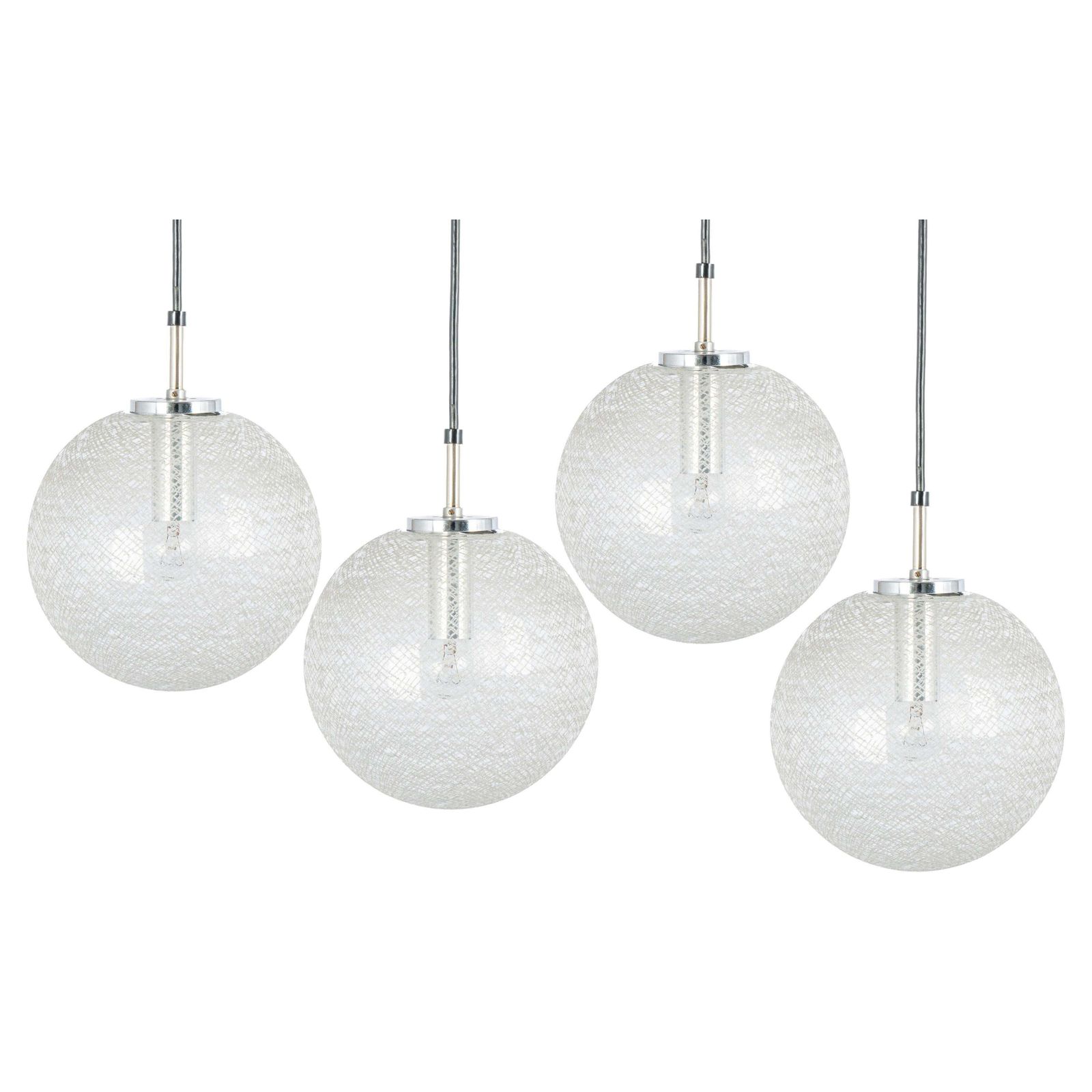 1 Of 12 Petite Limburg Chrome With Glass Ball Pendant, Germany, 1970s