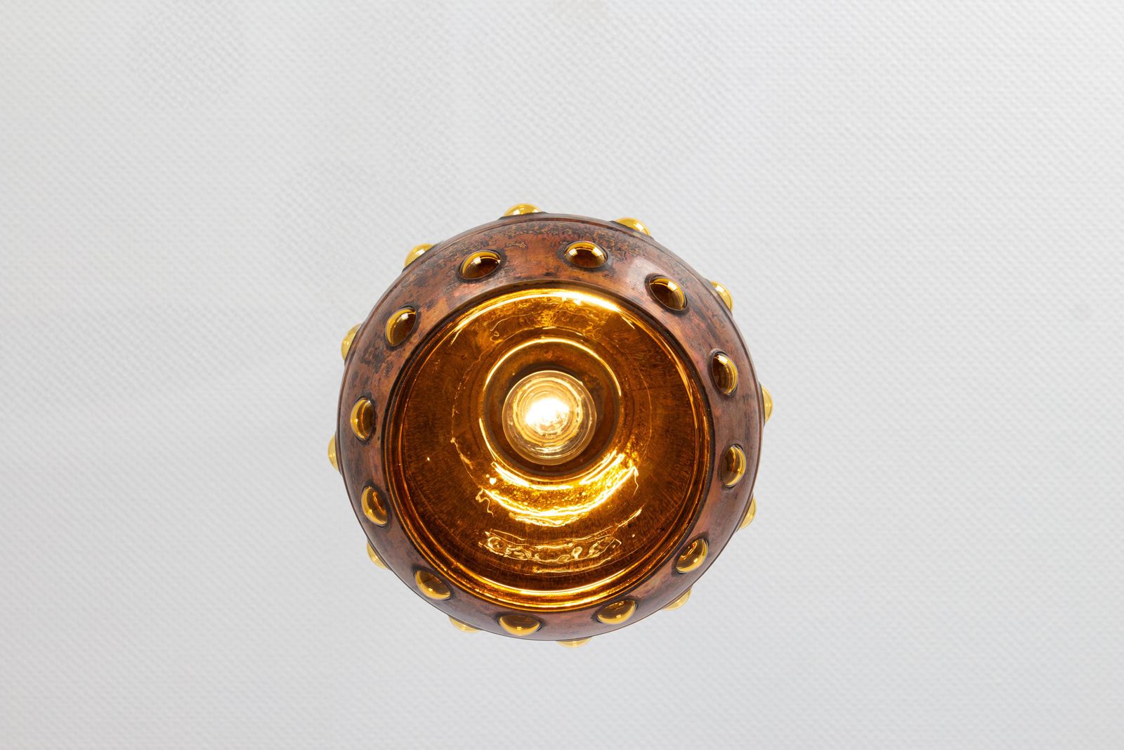 photo for sale 1 Of 6 Copper & Amber Glass Bubble Pendant Lamp In Nanny Still Style, 1960s
