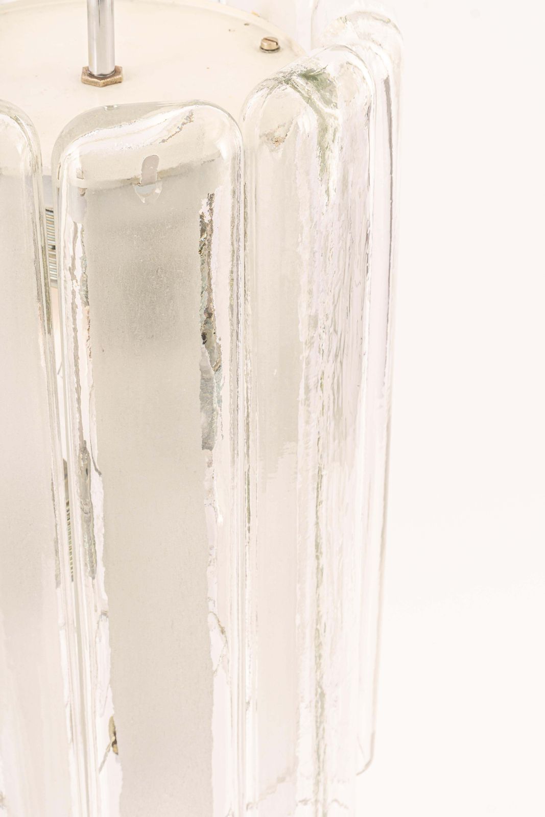 1 Of 6 Cylindrical Pendant Fixture With Crystal Glass By Doria, Germany, 1970s photo buy