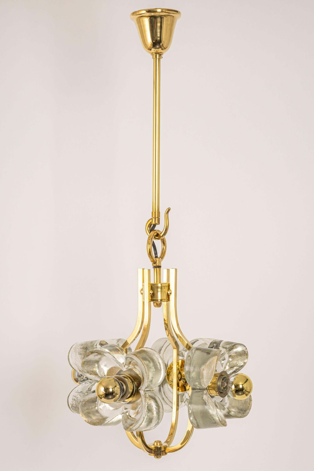 Petite Brass And Crystal Glass Pendant By Sische, Germany, 1970s photo for sale