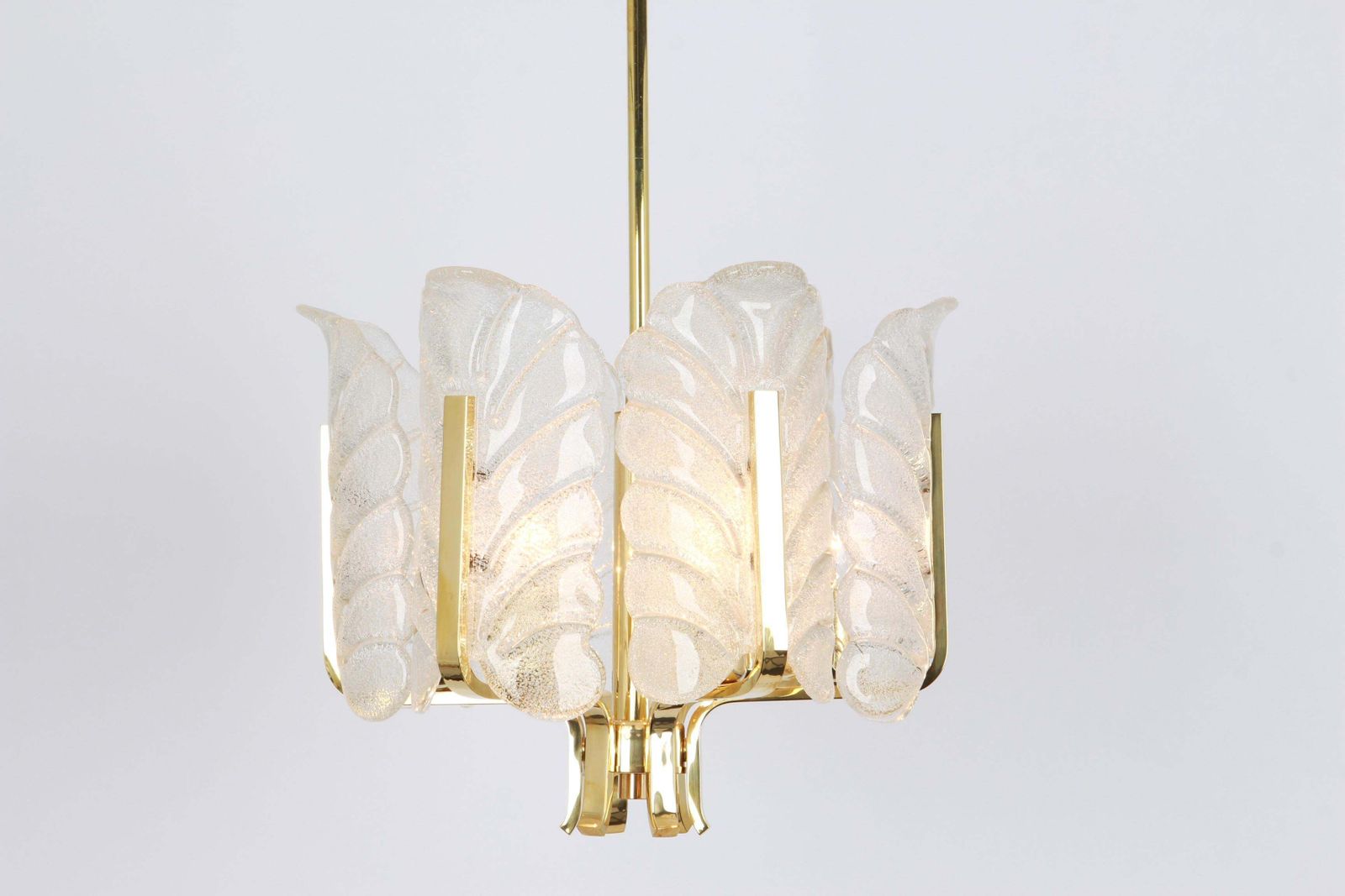 1 Van 2 – Chandelier Van Carl Fagerlund Met Murano Glazen Bladeren, Jaren 1960 photo Verlichting