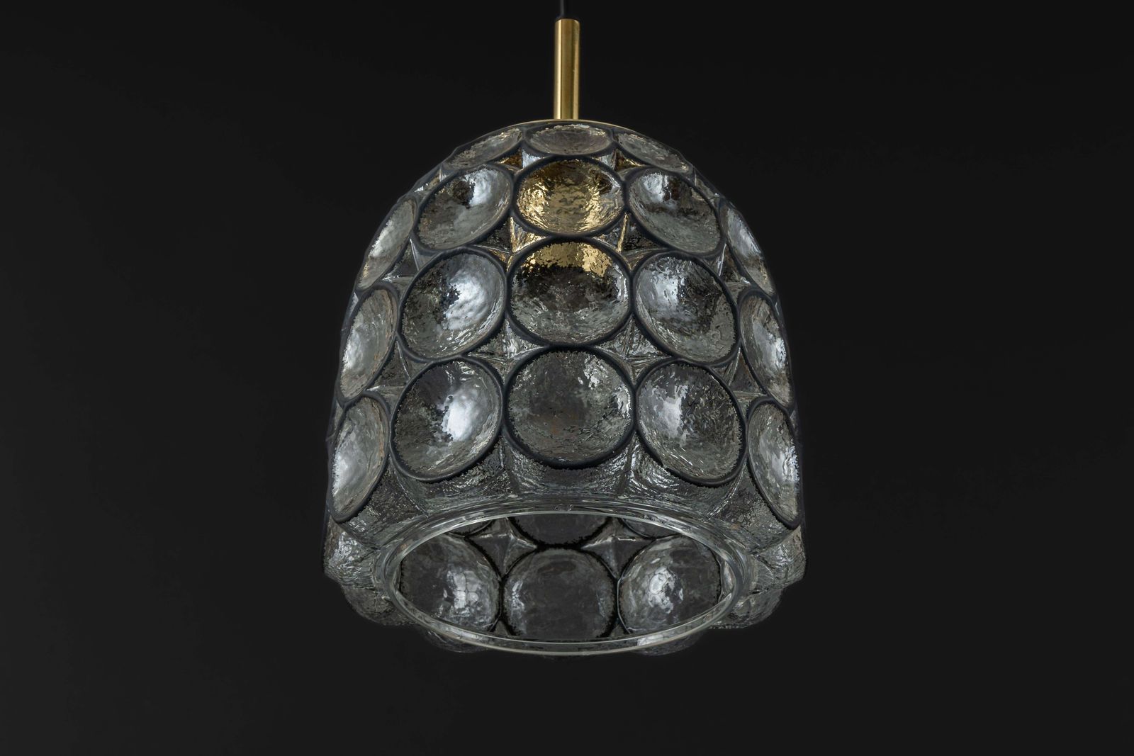 1 Of 4 Petite Iron And Clear Glass Pendant Lights By Limburg, Germany, 1960s photo vinterior