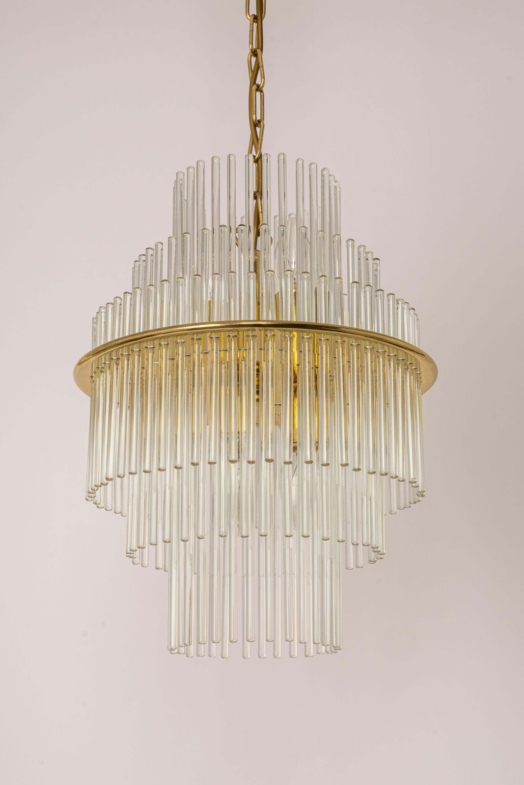 1 Of 2 Petite Crystal Glass Rod Pendant Light, Germany, 1970s photo Lighting