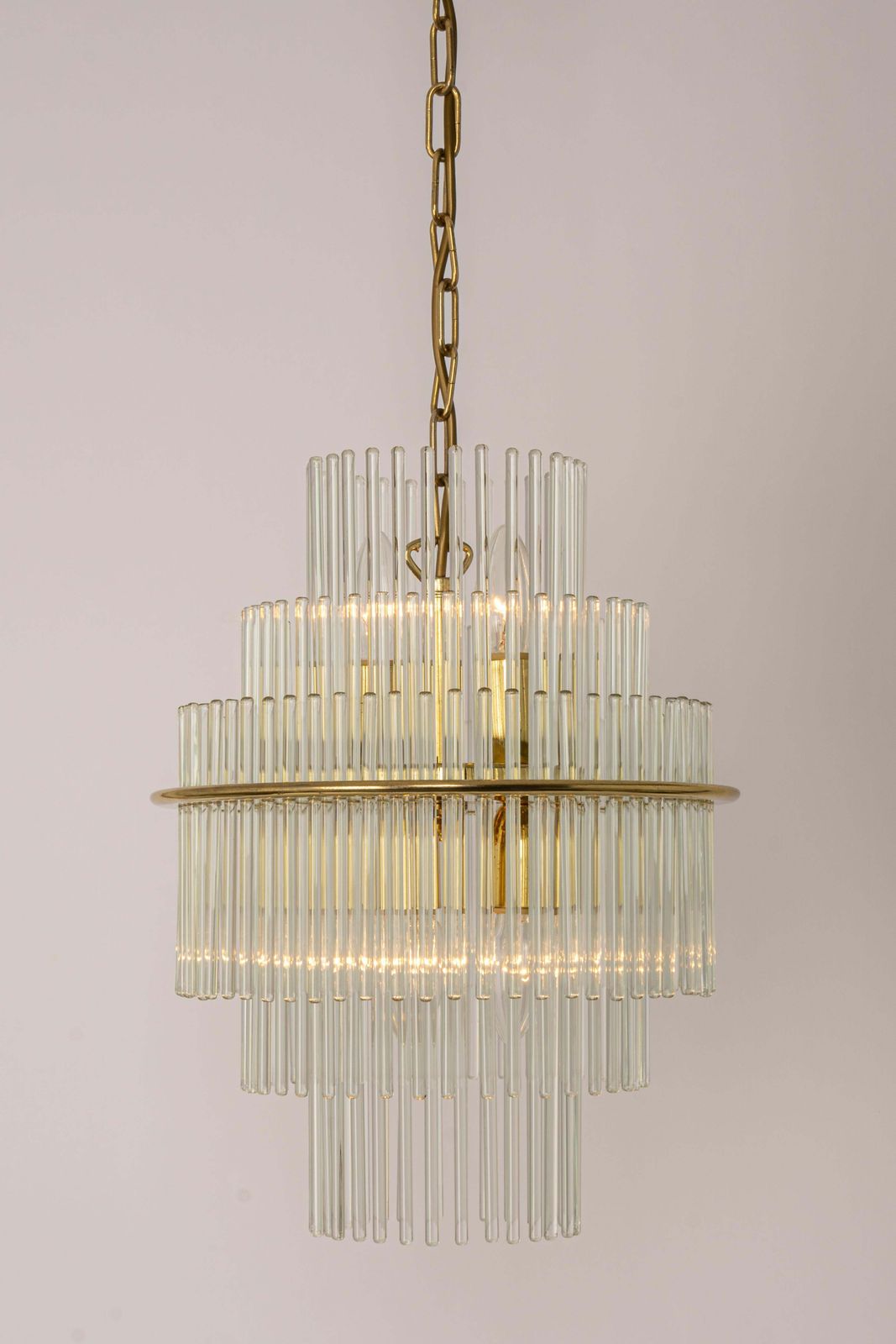 1 Of 2 Petite Crystal Glass Rod Pendant Light, Germany, 1970s photo vintage