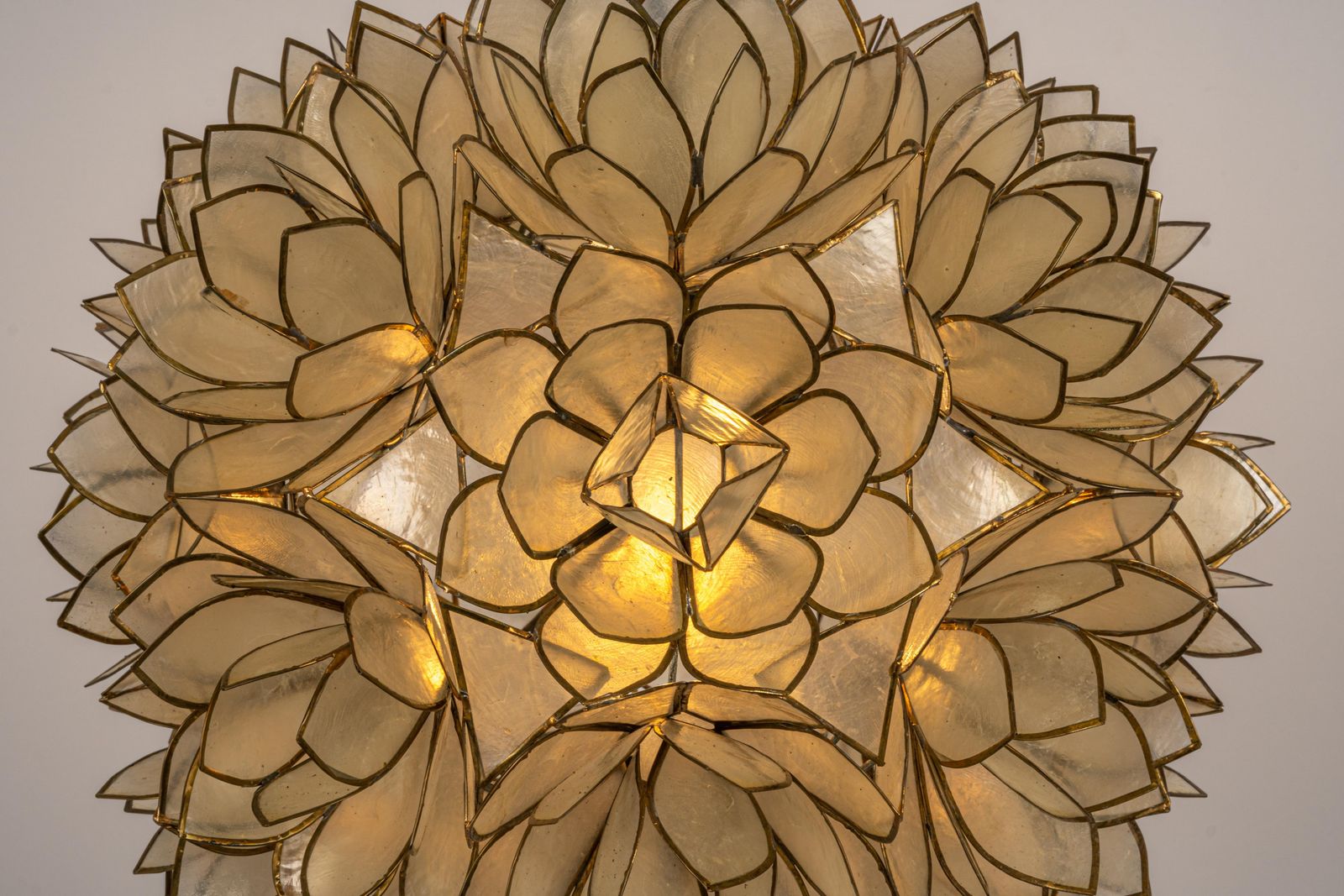 1 Of 5 Capiz Shell Lotus Ball Chandelier Pendant Light Germany, 1960s photo vinterior