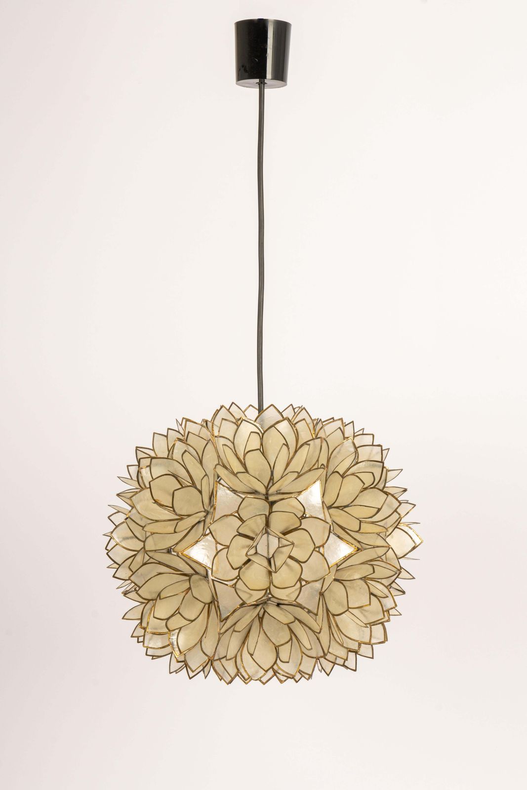 1 Of 5 Capiz Shell Lotus Ball Chandelier Pendant Light Germany, 1960s photo vintage