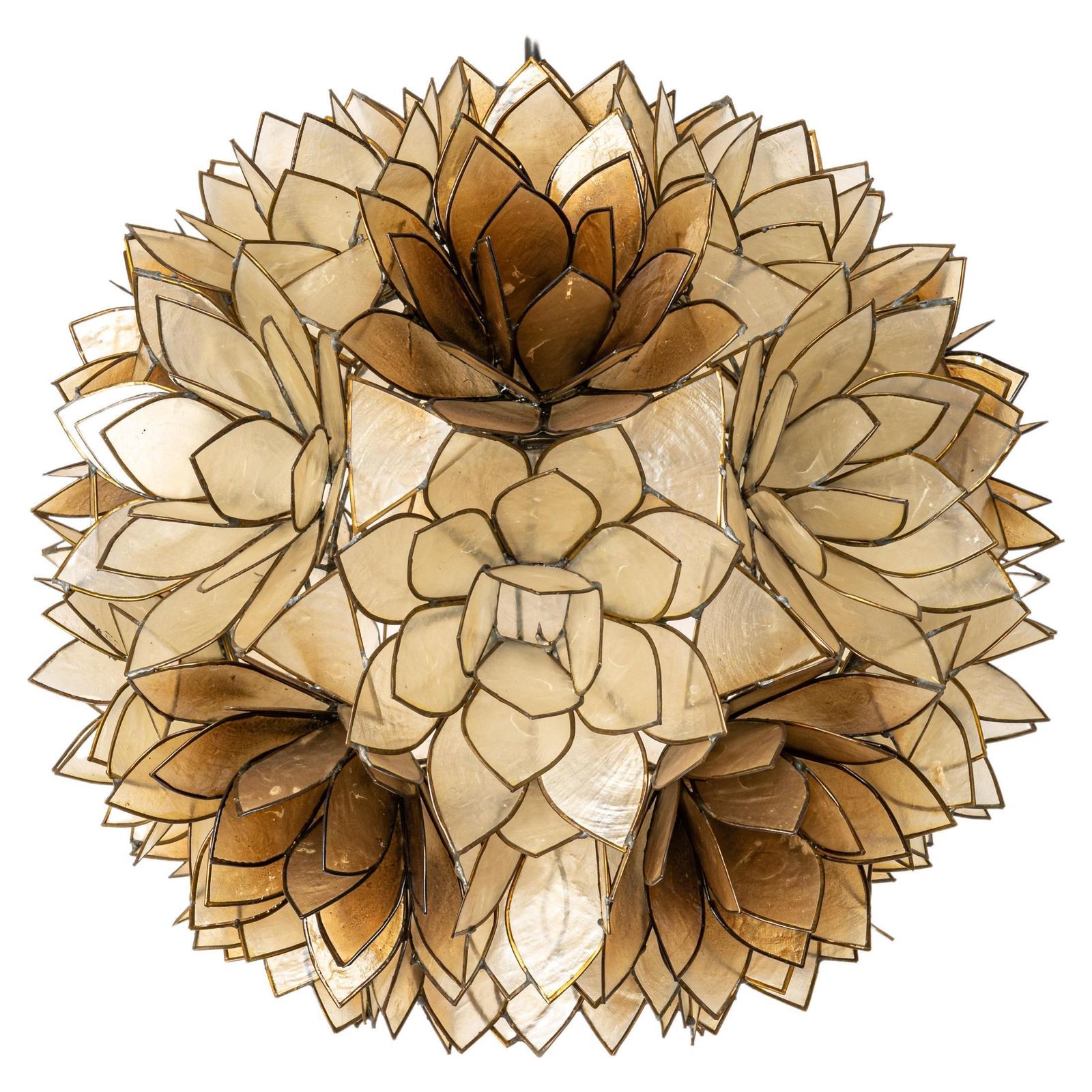Capiz Shell Lotus Ball Chandelier Pendant Light Germany, 1960s