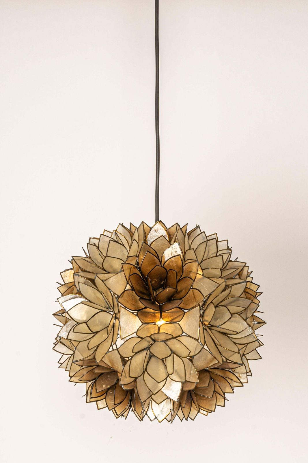 Capiz Shell Lotus Ball Chandelier Pendant Light Germany, 1960s photo 1075.0