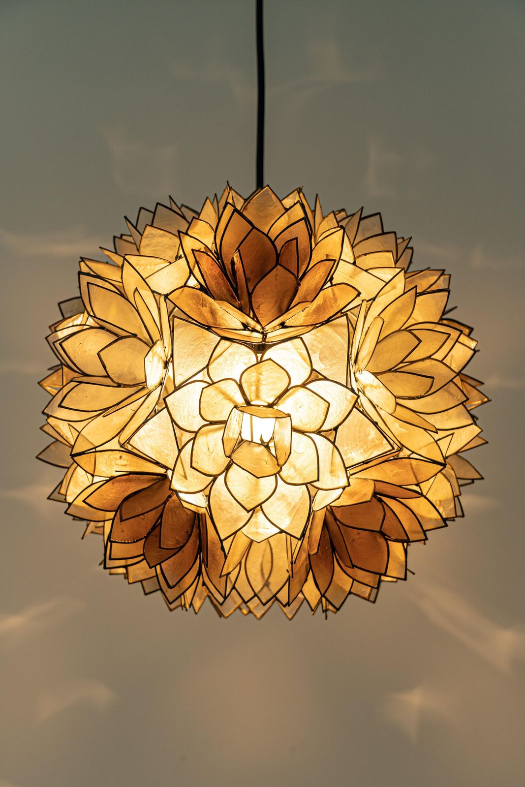 Capiz Shell Lotus Ball Chandelier Pendant Light Germany, 1960s photo buy