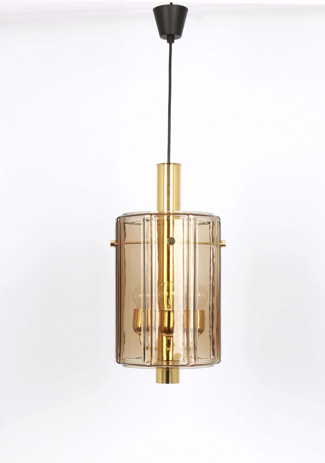 1 Of 3 Large Lantern Form Pendant Glass Shade By Limburg, Germany, 1960s photo for sale