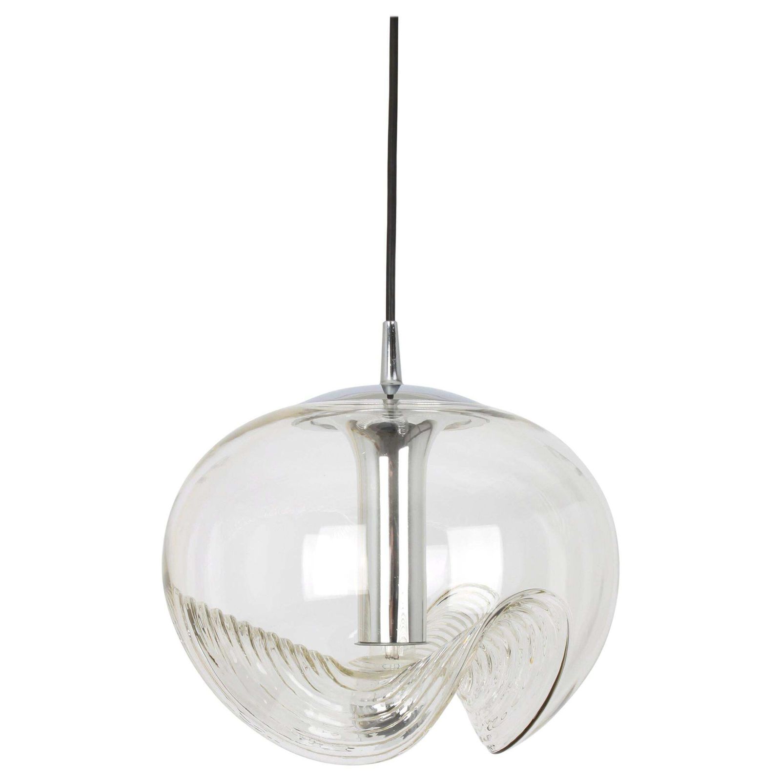 1 Of 12 Large Clear Glass Pendant Light Designed By Koch & Lowy, Germany, 1970s photo furniture