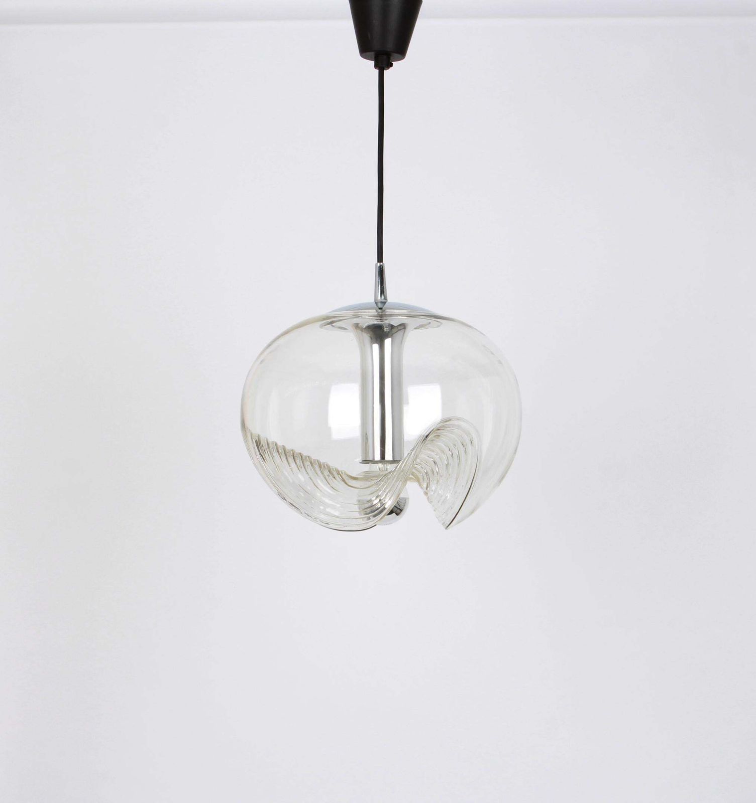 photo for sale 1 Of 12 Large Clear Glass Pendant Light Designed By Koch & Lowy, Germany, 1970s