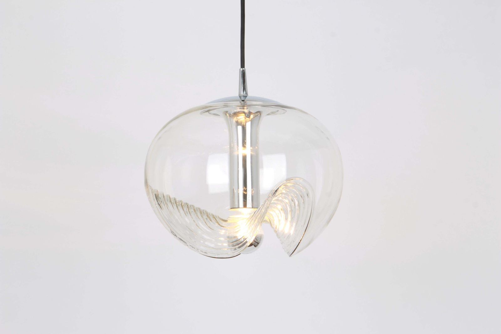 1118.0 1 Of 12 Large Clear Glass Pendant Light Designed By Koch & Lowy, Germany, 1970s photo