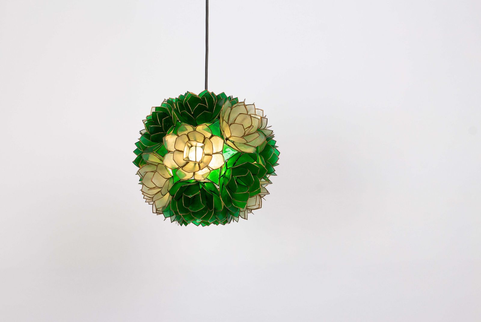 Capiz Shell Lotus Ball Chandelier Pendant Light Germany, 1960s photo 1075.0