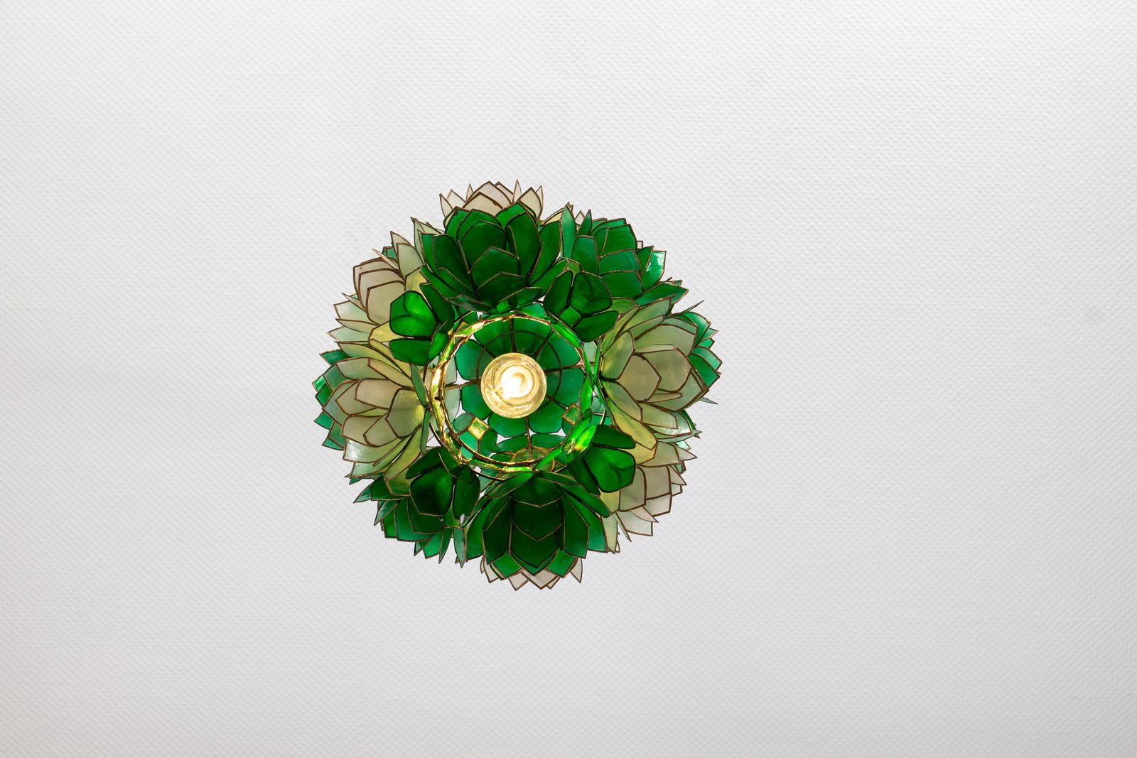 Capiz Shell Lotus Ball Chandelier Pendant Light Germany, 1960s photo vinterior