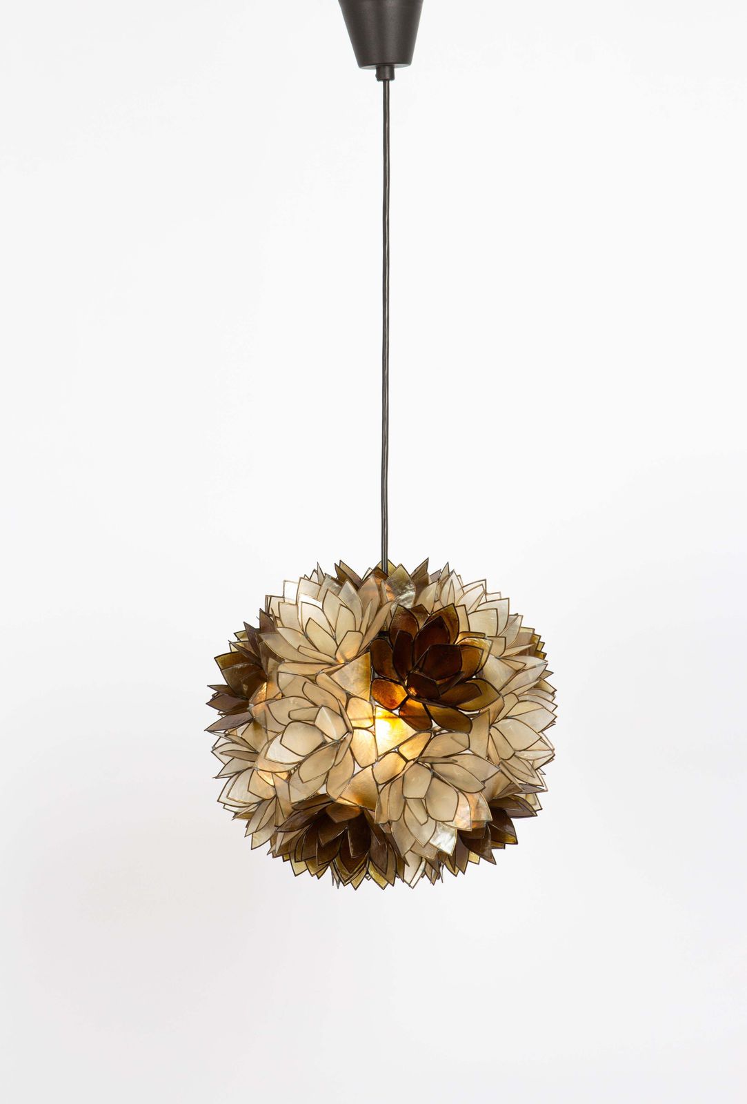 1 Of 6 Capiz Shell Lotus Ball Chandelier Pendant Light Germany, 1960s photo furniture