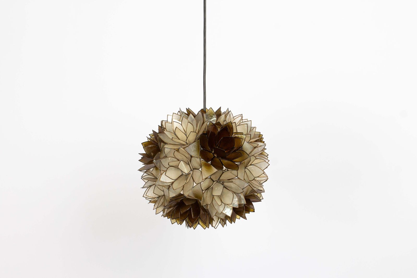 1 Of 6 Capiz Shell Lotus Ball Chandelier Pendant Light Germany, 1960s photo vinterior