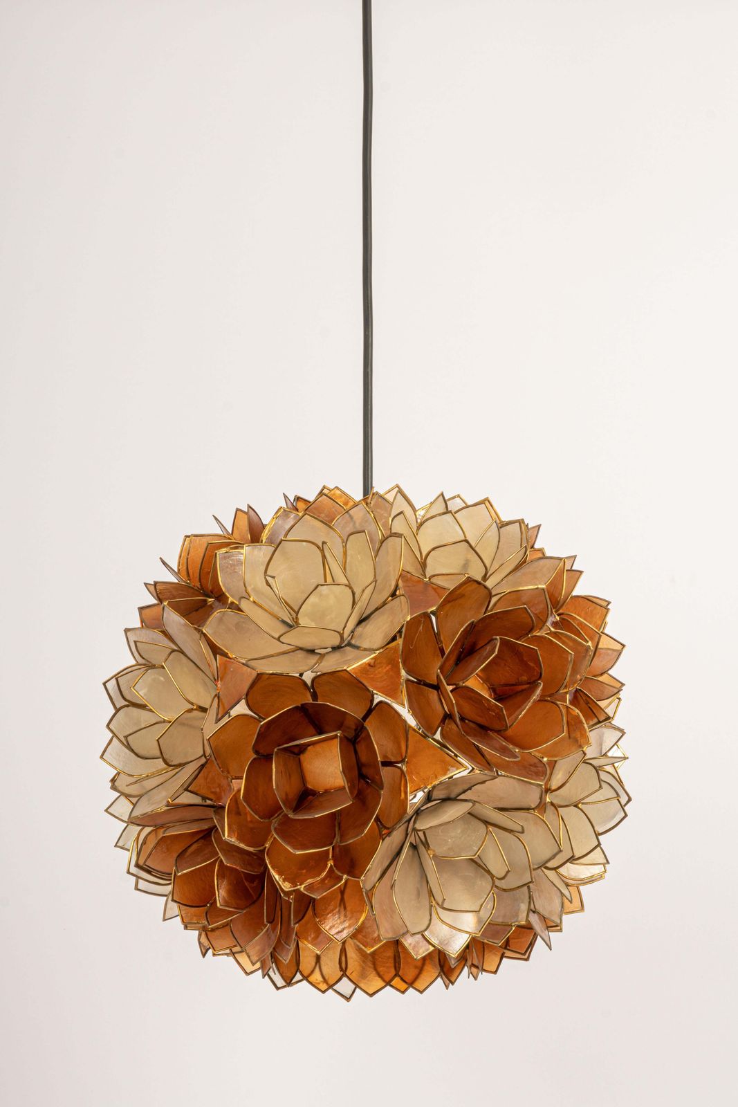 1 Of 2 Capiz Shell Lotus Ball Chandelier Pendant Light Germany, 1960s photo 1075.0