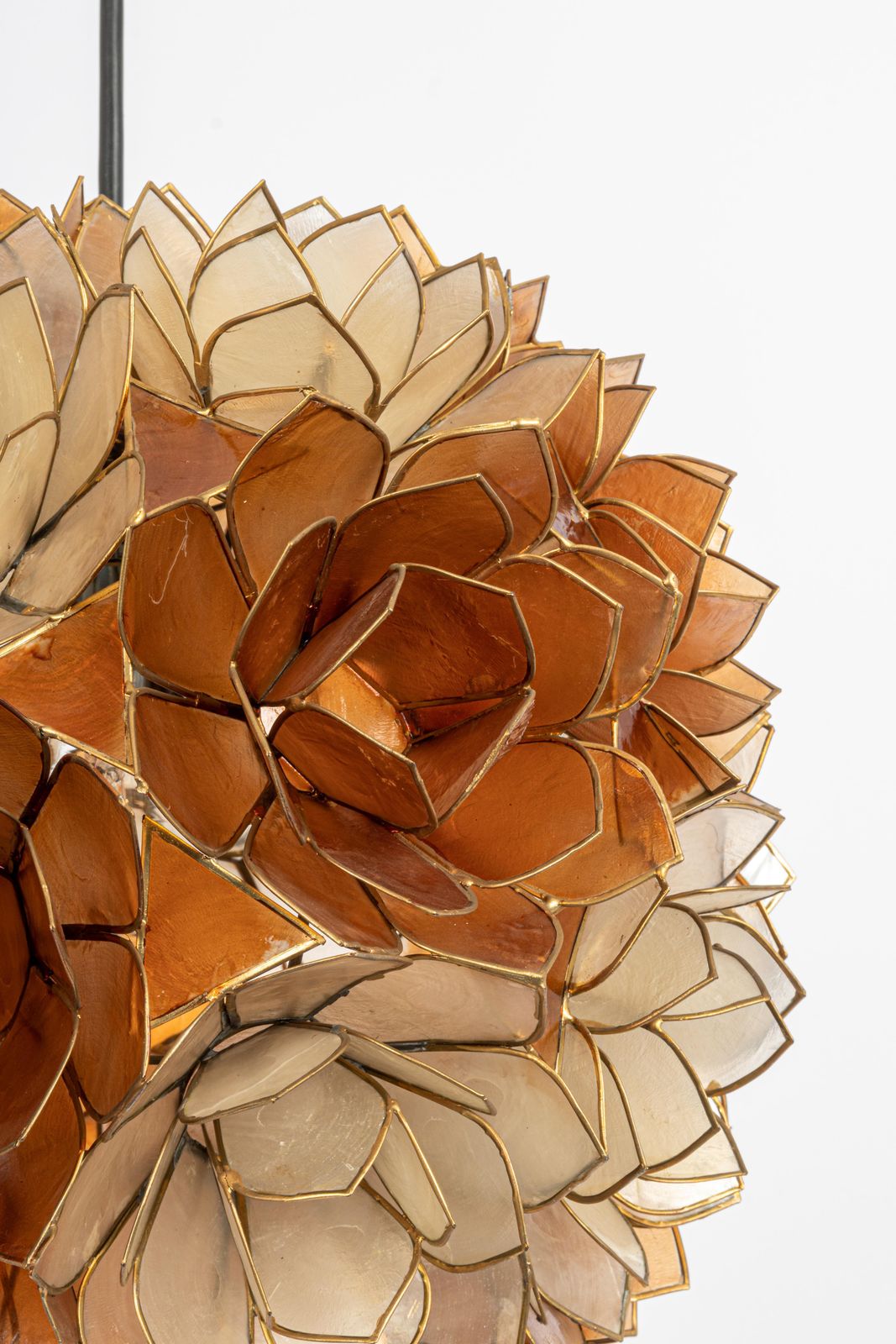 1 Of 2 Capiz Shell Lotus Ball Chandelier Pendant Light Germany, 1960s photo vinterior