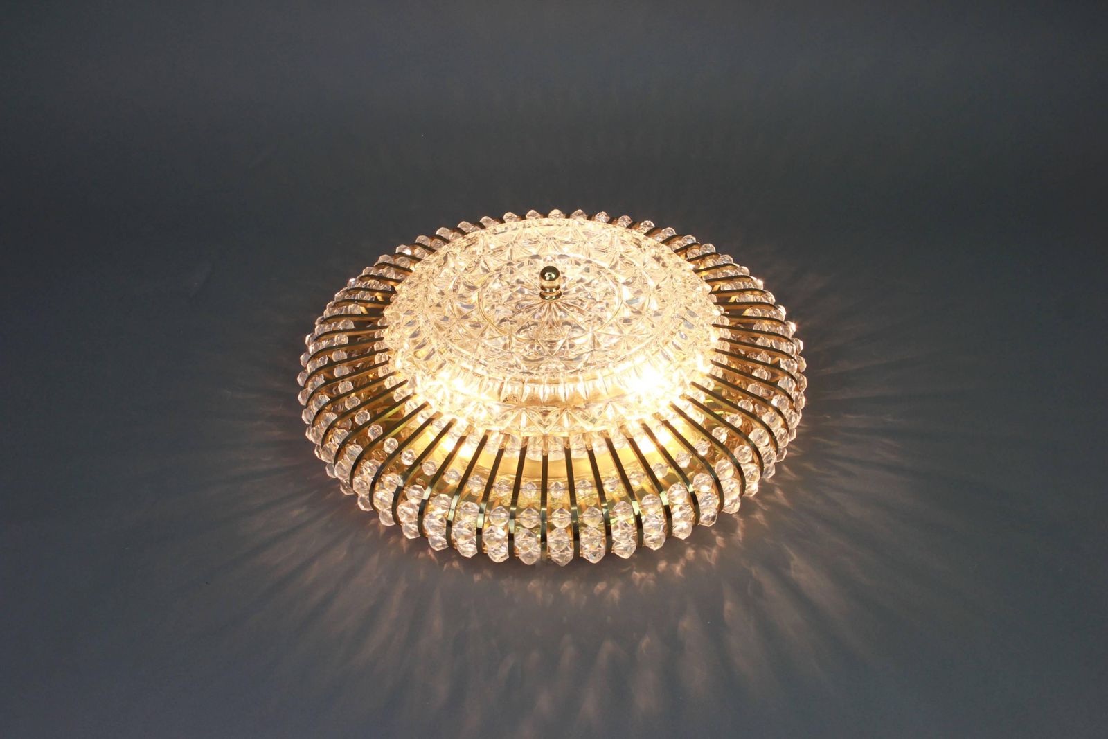 1 Of 2 Large Hillebrand Brass Glass And Lucite Bead Wall Lights, Germany, 1960s photo Lighting