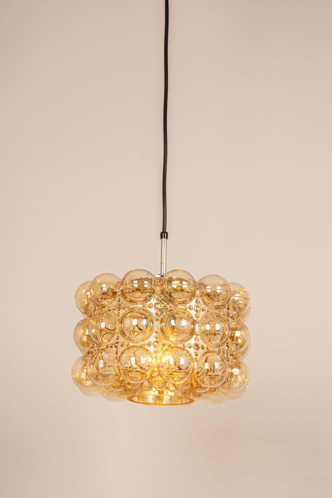 Large Amber Bubble Glass Pendant By Helena Tynell For Limburg, Germany, 1970s photo vintage