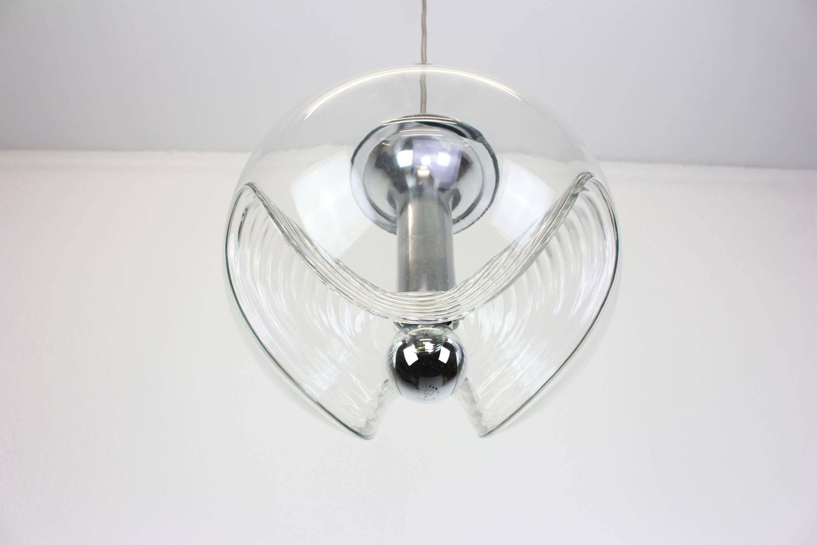 Large Clear Glass Pendant Light By Koch & Lowy, Peill & Putzler, Germany, 1970 photo for sale