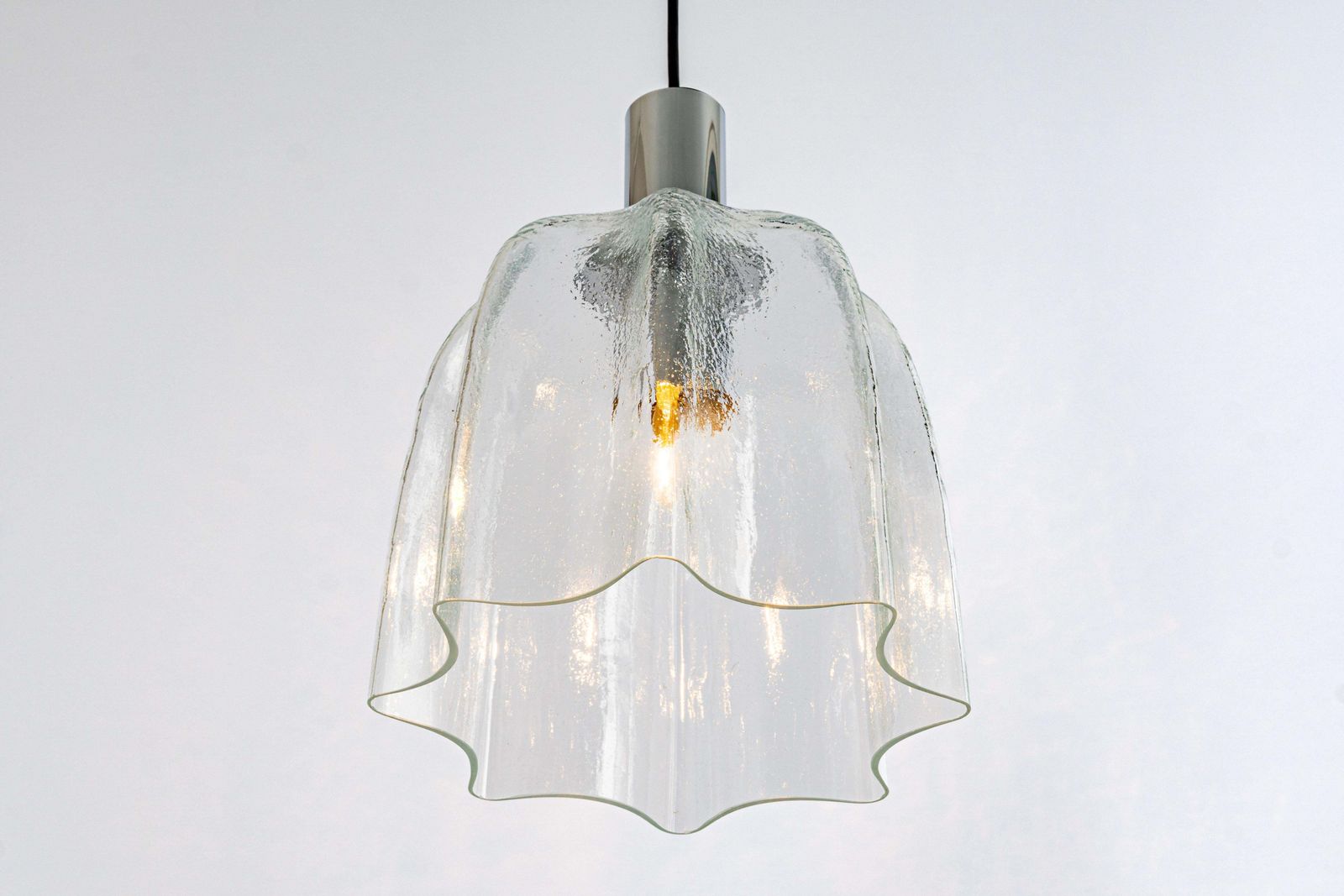 1 Of 5 Large Glass Pendant Lights By Limburg, Germany, 1970s photo for sale