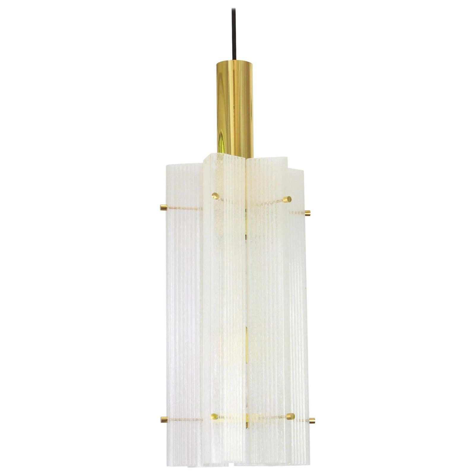 1 Of 3 Large Murano Ice Glass Pendant By Limburg, Germany, 1970s
