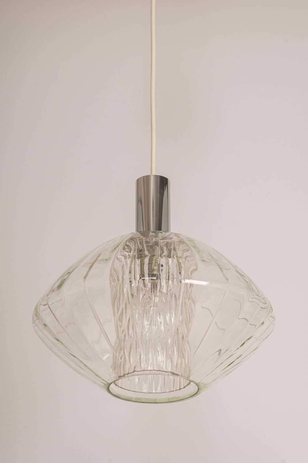 Large Glass Pendant Light In Tulipan Form By Cosack, Germany, 1970s photo Lighting
