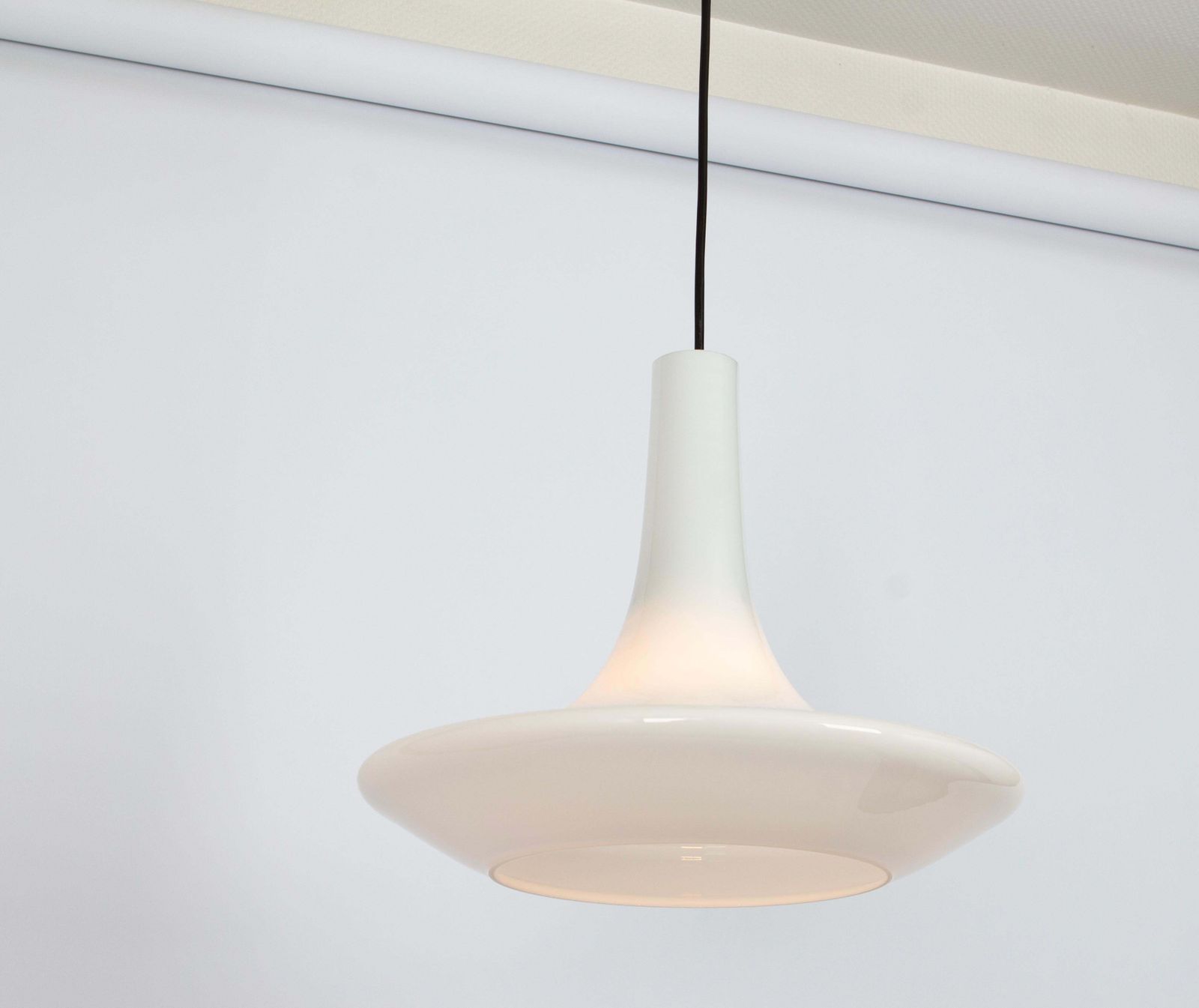 Wonderful White Opal Glass Pendant Light, Peill & Putzler, Germany, 1970s photo 1161.0