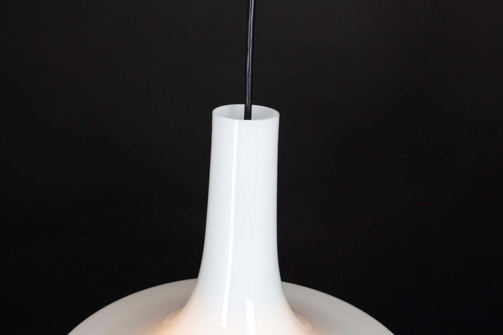 photo furniture Wonderful White Opal Glass Pendant Light, Peill & Putzler, Germany, 1970s