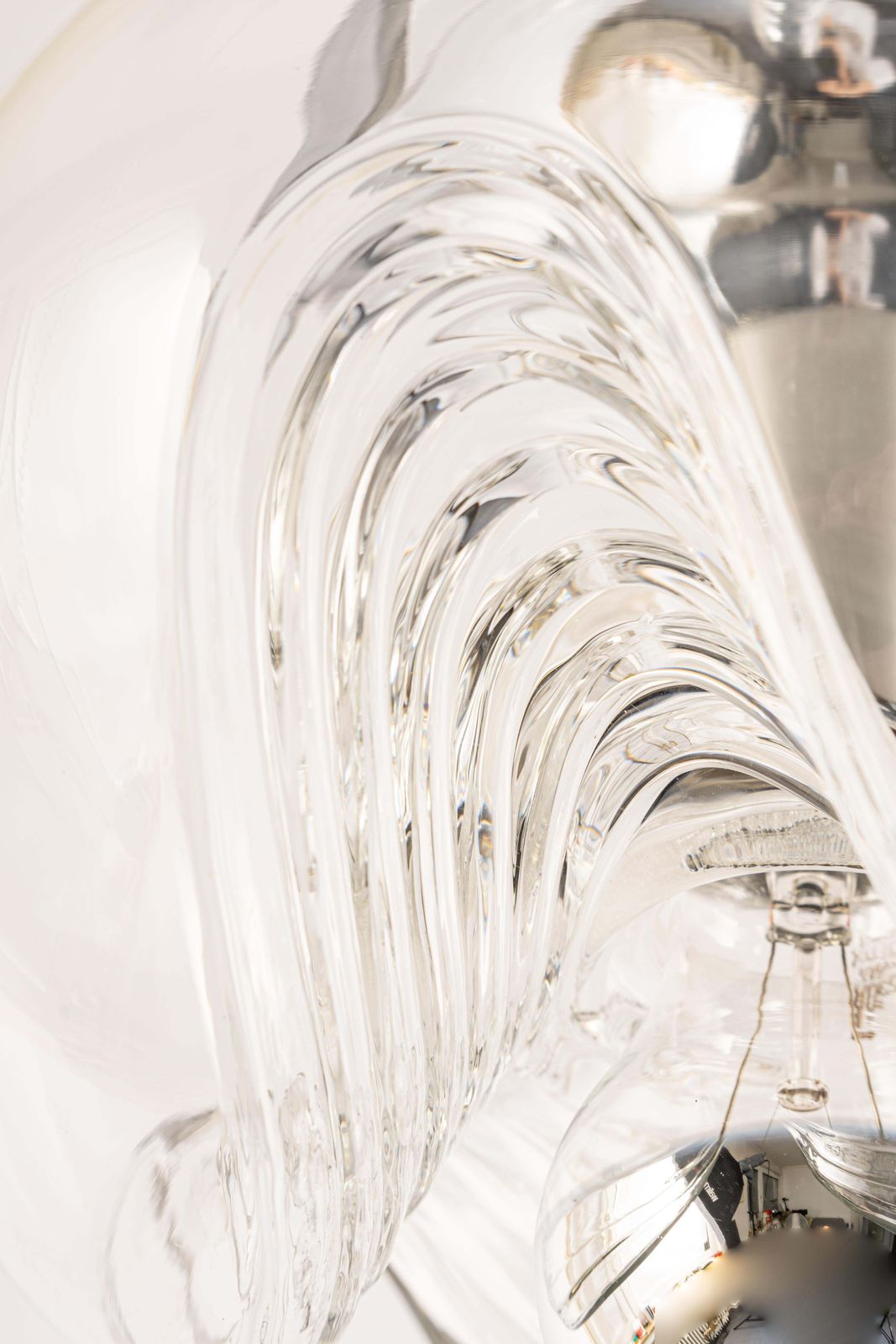 1 Of 6 Large Clear Glass Pendant Light By Peill & Putzler, Germany, 1970s photo vinterior