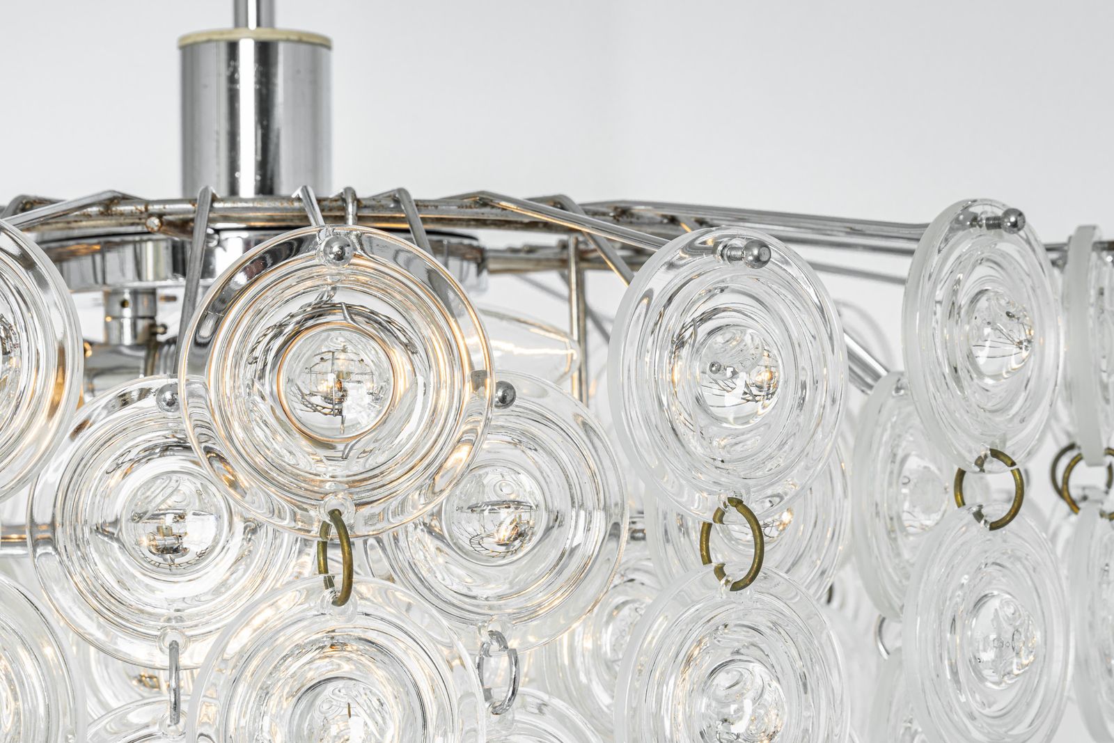Petite Stunning Pendant, Chrome And Crystal Glass By Kinkeldey, Germany, 1970 photo furniture