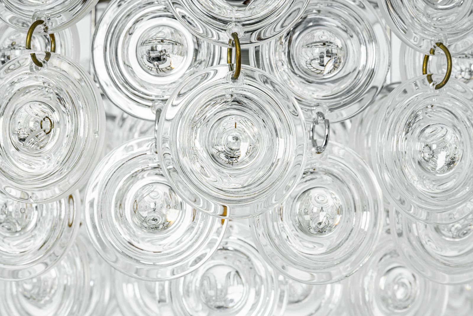 Petite Stunning Pendant, Chrome And Crystal Glass By Kinkeldey, Germany, 1970 photo vinterior