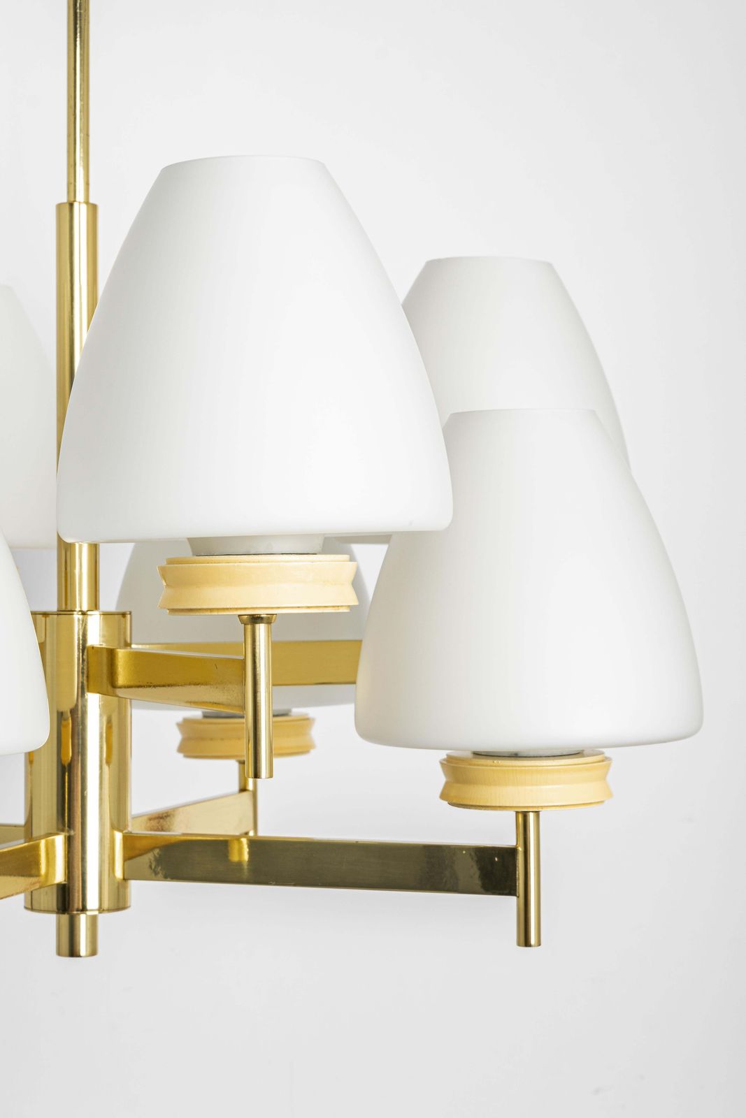 Stunning Sputnik Chandelier With Opal Glasses By Kaiser, Germany, 1970s photo for sale
