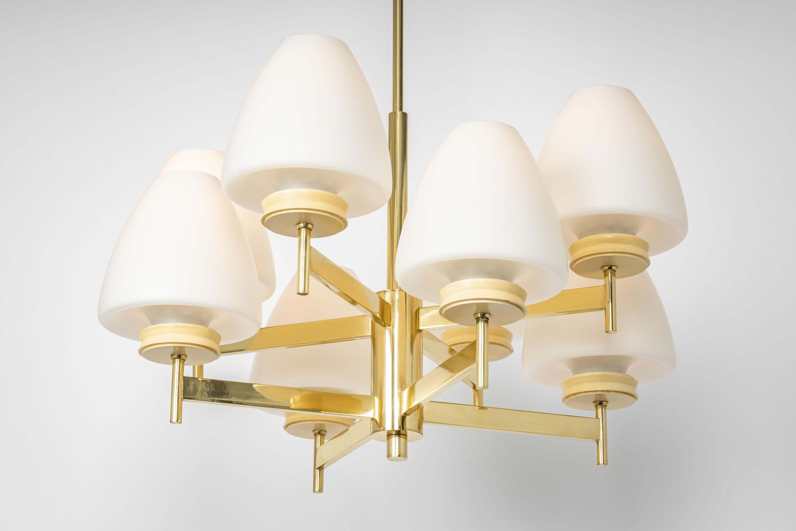 Stunning Sputnik Chandelier With Opal Glasses By Kaiser, Germany, 1970s photo vinterior