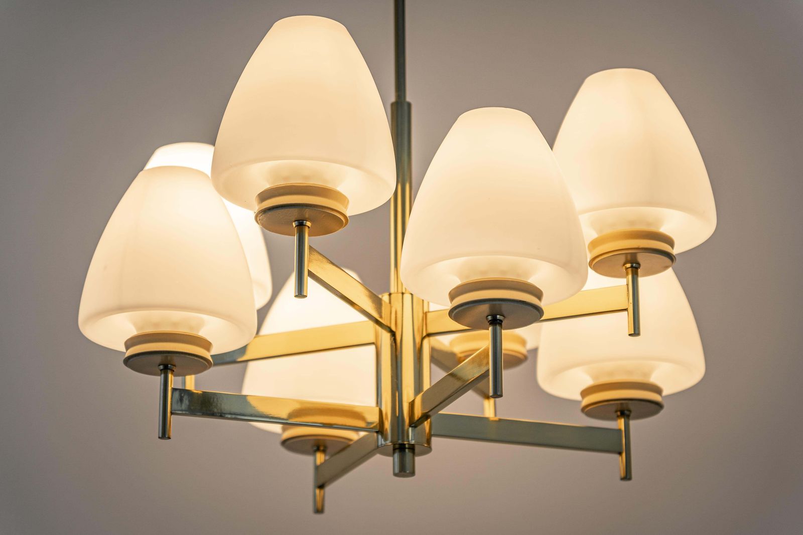 Stunning Sputnik Chandelier With Opal Glasses By Kaiser, Germany, 1970s photo vintage