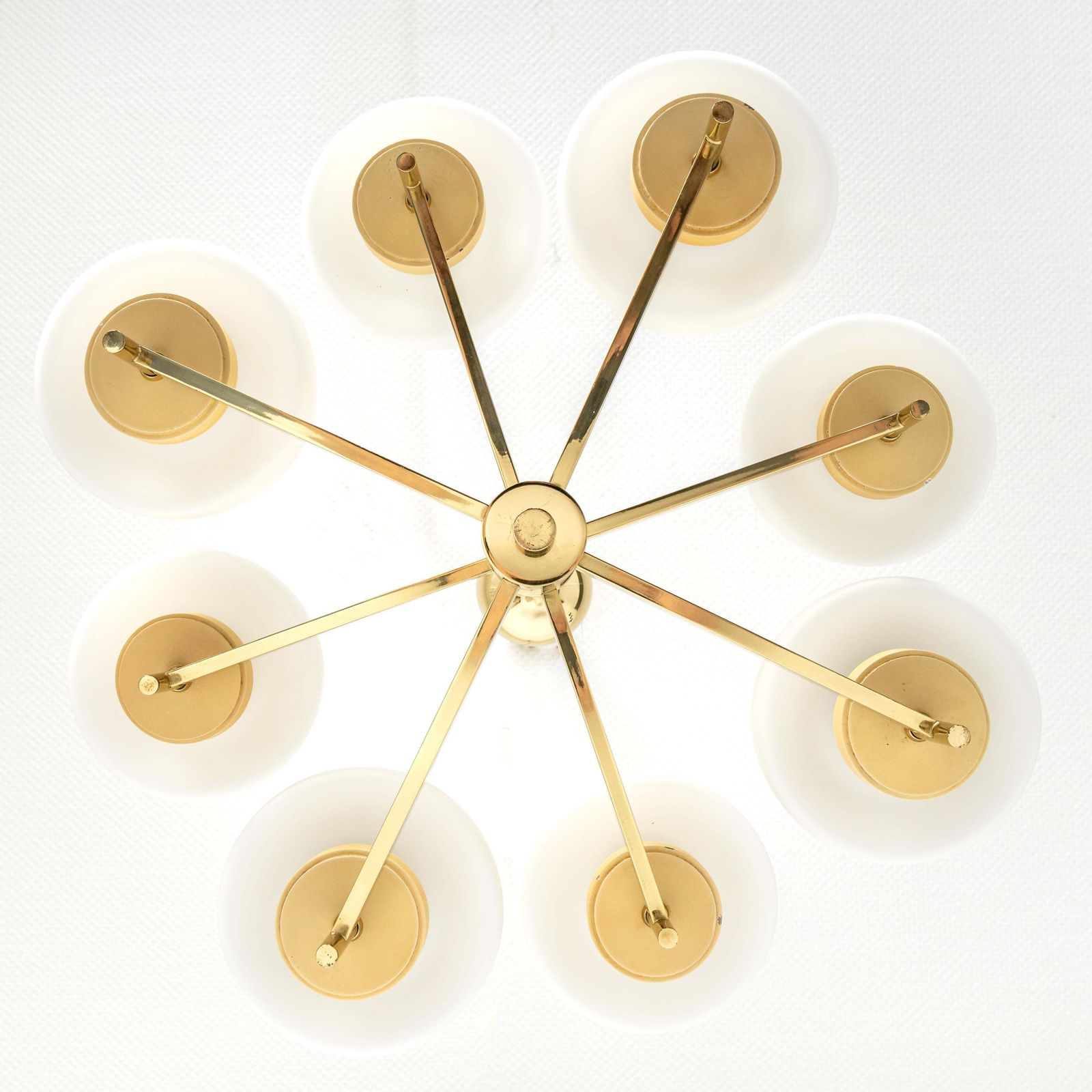 photo for sale Stunning Sputnik Chandelier With Opal Glasses By Kaiser, Germany, 1970s