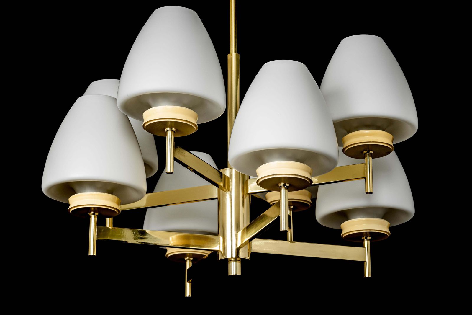 Lighting Stunning Sputnik Chandelier With Opal Glasses By Kaiser, Germany, 1970s photo