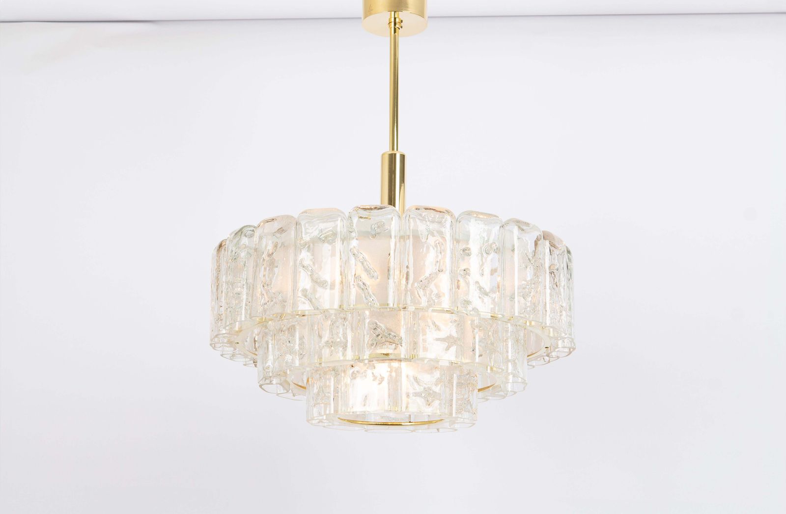 Stunning Murano Ice Glass Tubes Chandelier By Doria, Germany, 1960s photo buy